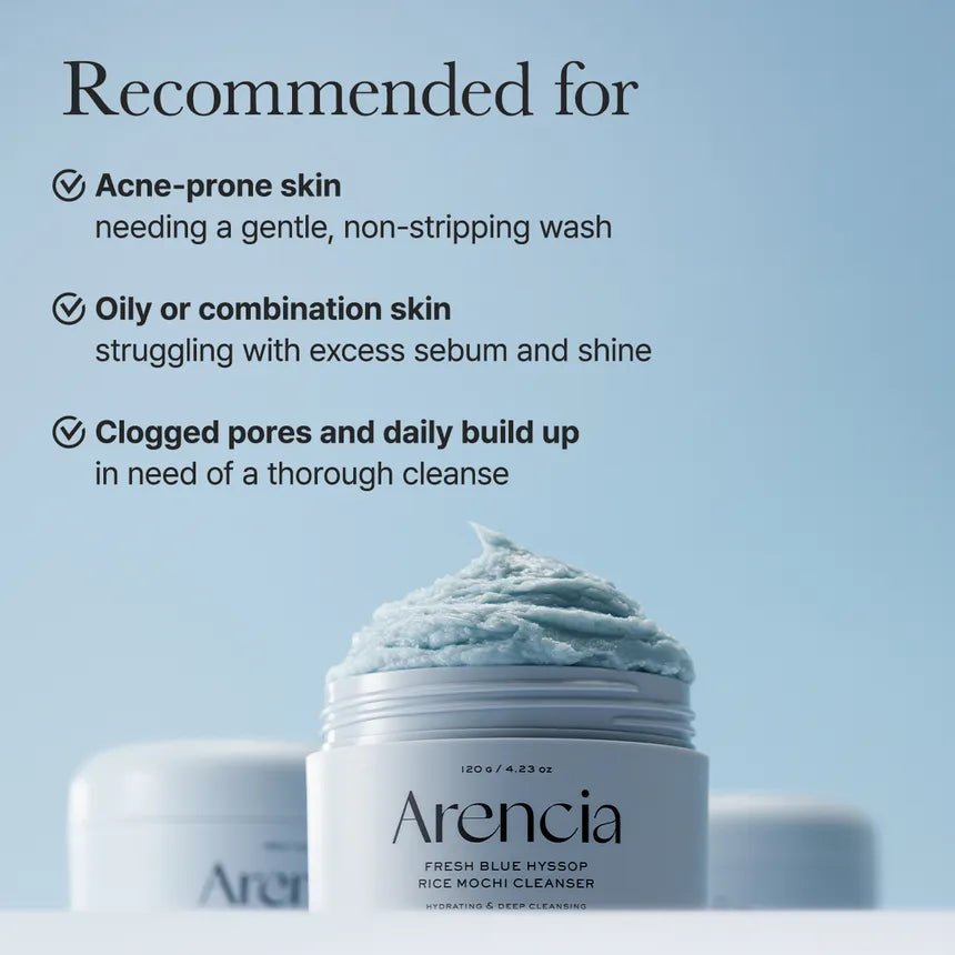 Arencia Blue Hyssop Rice Mochi Cleanser