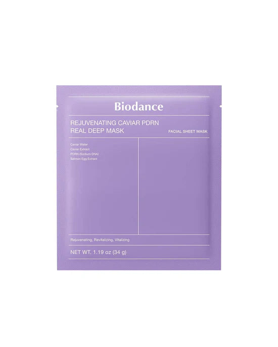 Biodance Rejuvenating Caviar PDRN Real Deep Mask - 4 Pack for Natural Skin Renewal & Firming