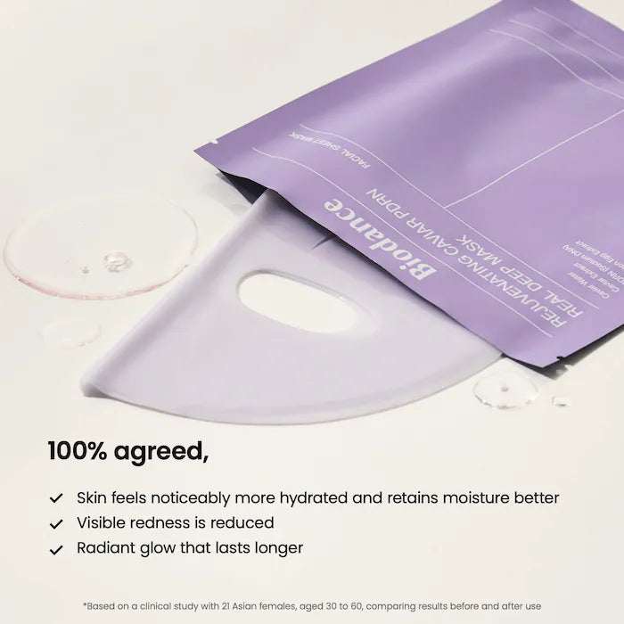 Biodance Rejuvenating Caviar PDRN Real Deep Mask - 4 Pack for Natural Skin Renewal & Firming